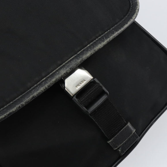 PRADA Shoulder Bag Nylon Black Silver Auth 151622