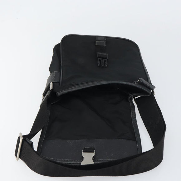 PRADA Shoulder Bag Nylon Black Silver Auth 151622