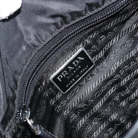 PRADA Shoulder Bag Nylon Black Silver Auth 151622