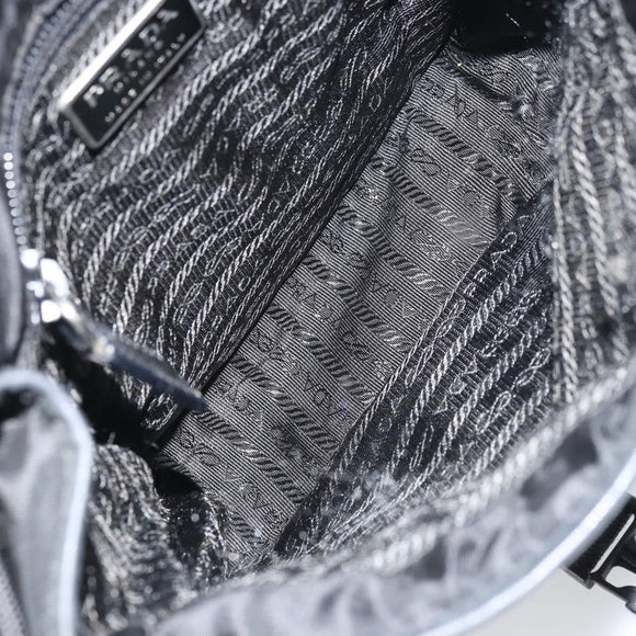 PRADA Shoulder Bag Nylon Black Silver Auth 151622