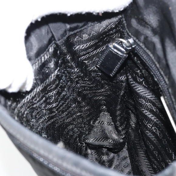 PRADA Shoulder Bag Nylon Black Silver Auth 151622