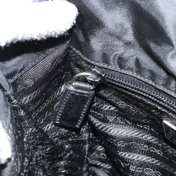 PRADA Shoulder Bag Nylon Black Silver Auth 151622