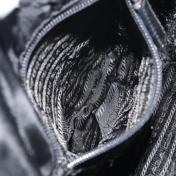 PRADA Shoulder Bag Nylon Black Silver Auth 151622