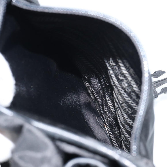 PRADA Shoulder Bag Nylon Black Silver Auth 151622