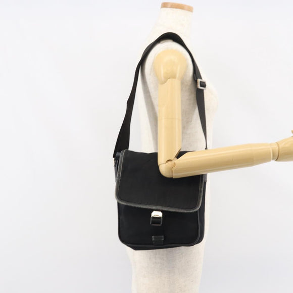 PRADA Shoulder Bag Nylon Black Silver Auth 151622
