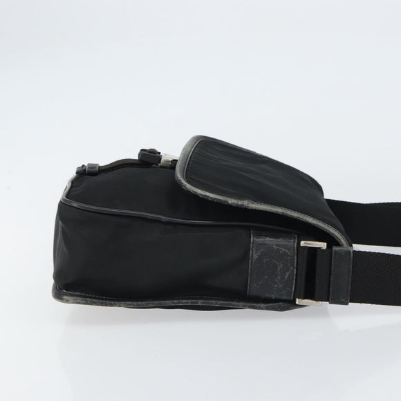 PRADA Shoulder Bag Nylon Black Silver Auth 151622