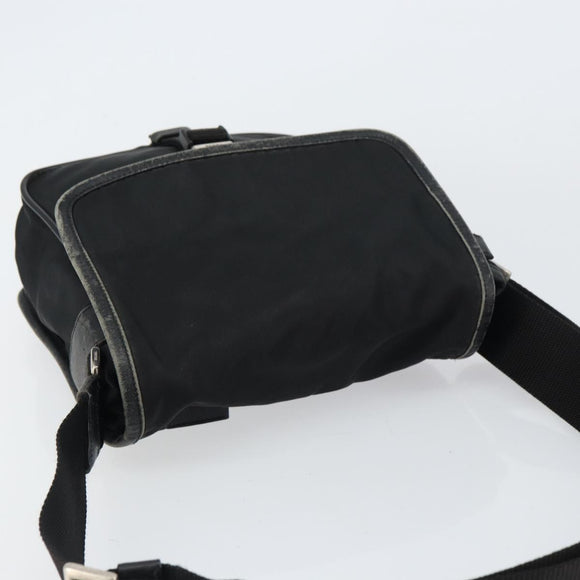 PRADA Shoulder Bag Nylon Black Silver Auth 151622