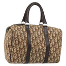 Christian Dior Trotter Canvas Boston Bag Beige Gold Auth 151623-1