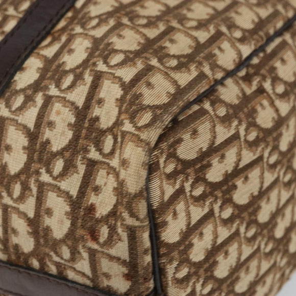 Christian Dior Trotter Canvas Boston Bag Beige Gold Auth 151623