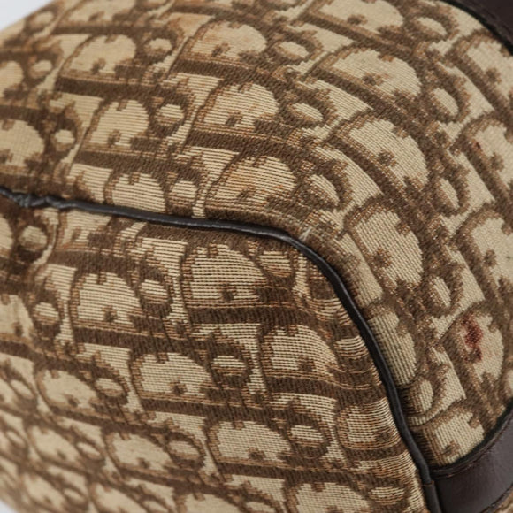 Christian Dior Trotter Canvas Boston Bag Beige Gold Auth 151623