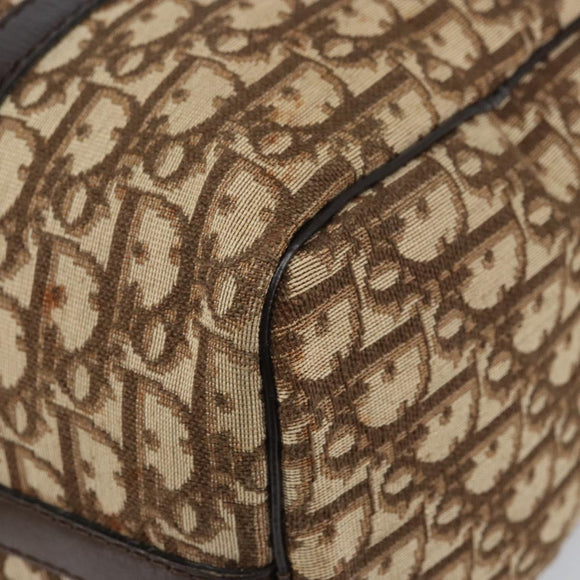 Christian Dior Trotter Canvas Boston Bag Beige Gold Auth 151623