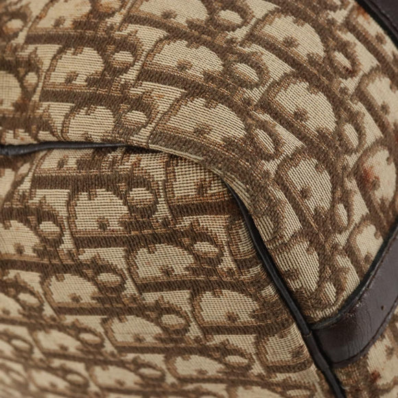 Christian Dior Trotter Canvas Boston Bag Beige Gold Auth 151623