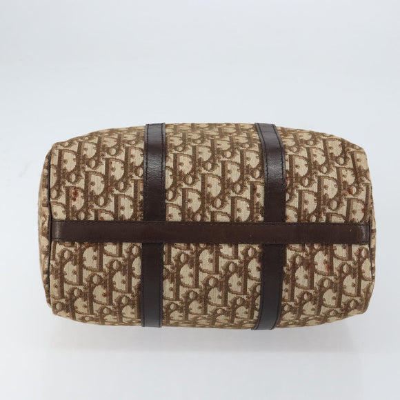 Christian Dior Trotter Canvas Boston Bag Beige Gold Auth 151623