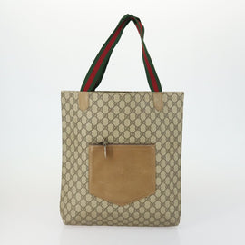 GUCCI GG Supreme Tote Bag PVC Nylon 3 Set Beige Black Auth 151624 - 0
