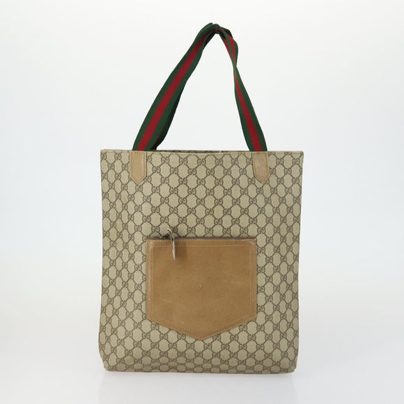 GUCCI GG Supreme Tote Bag PVC Nylon 3 Set Beige Black Auth 151624