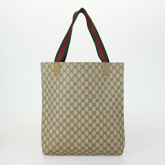 GUCCI GG Supreme Tote Bag PVC Nylon 3 Set Beige Black Auth 151624