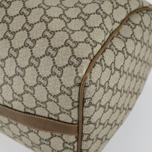 GUCCI GG Plus Supreme Boston Bag PVC Beige Gold Auth 151625