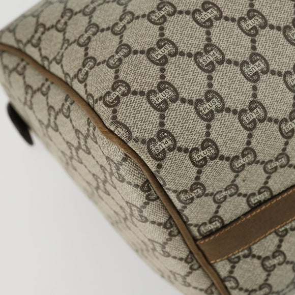 GUCCI GG Plus Supreme Boston Bag PVC Beige Gold Auth 151625