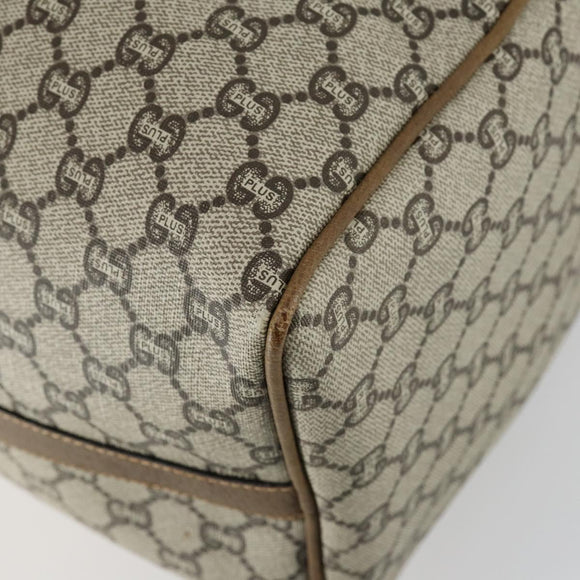GUCCI GG Plus Supreme Boston Bag PVC Beige Gold Auth 151625
