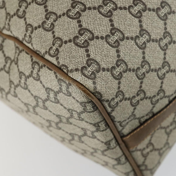 GUCCI GG Plus Supreme Boston Bag PVC Beige Gold Auth 151625
