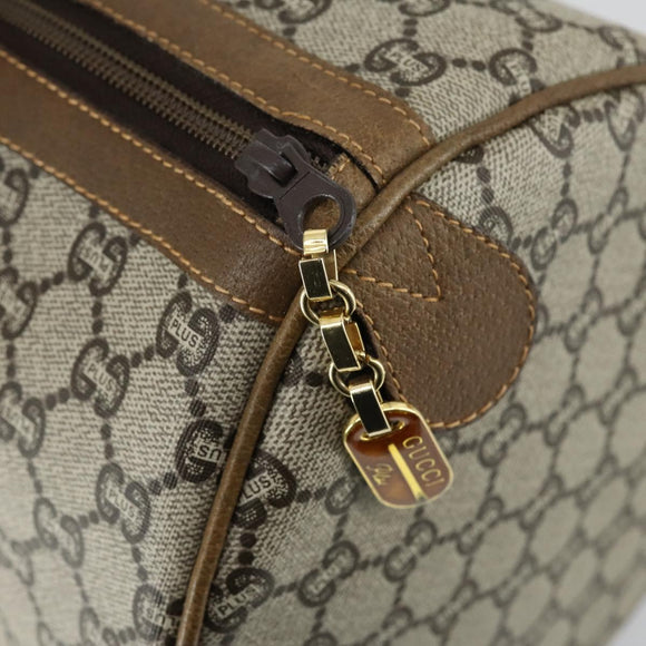 GUCCI GG Plus Supreme Boston Bag PVC Beige Gold Auth 151625