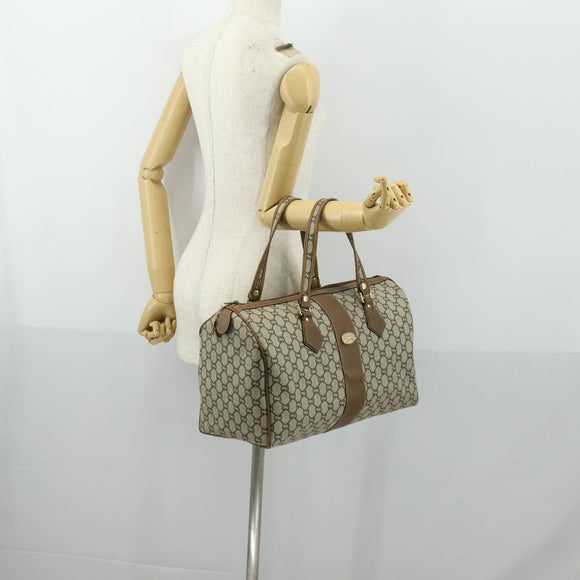 GUCCI GG Plus Supreme Boston Bag PVC Beige Gold Auth 151625