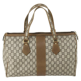 GUCCI GG Plus Supreme Boston Bag PVC Beige Gold Auth 151625 - 0