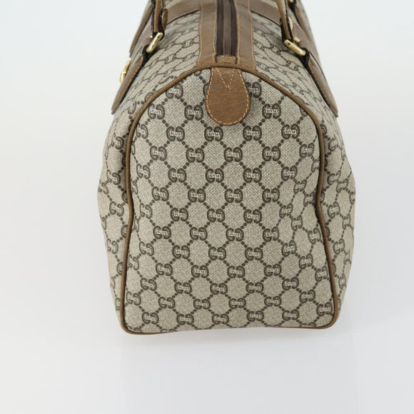 GUCCI GG Plus Supreme Boston Bag PVC Beige Gold Auth 151625