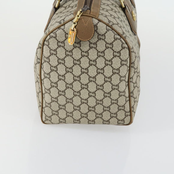 GUCCI GG Plus Supreme Boston Bag PVC Beige Gold Auth 151625