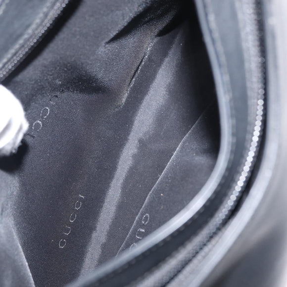 GUCCI Shoulder Bag Enamel Black Silver 001 3778 1705 Auth 151631