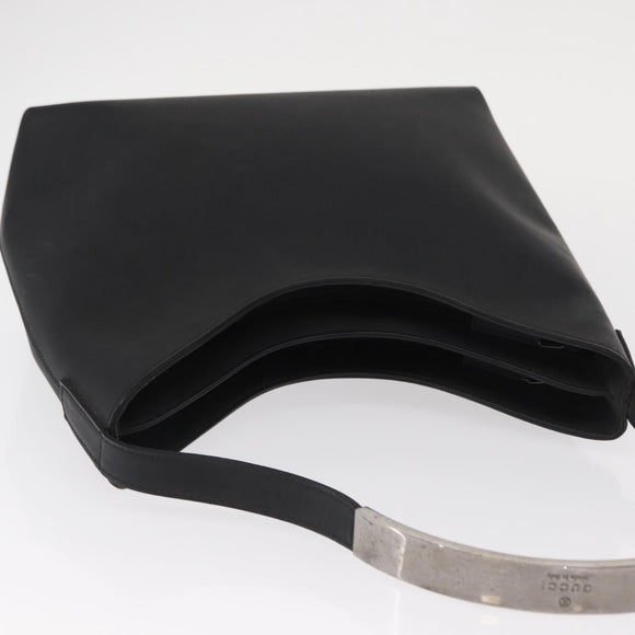 GUCCI Shoulder Bag Enamel Black Silver 001 3778 1705 Auth 151631