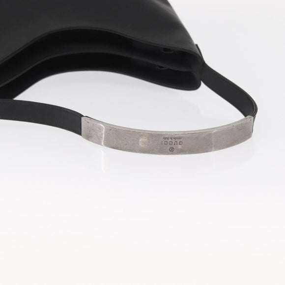 GUCCI Shoulder Bag Enamel Black Silver 001 3778 1705 Auth 151631