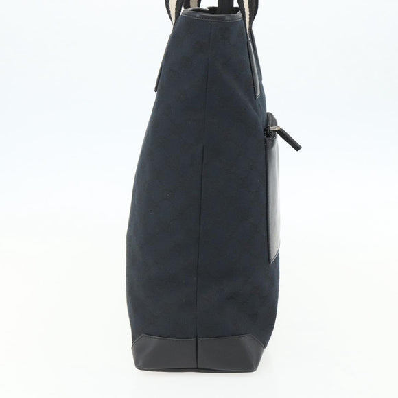 GUCCI GG Canvas Tote Bag Black Silver 019 0401 Auth 151632