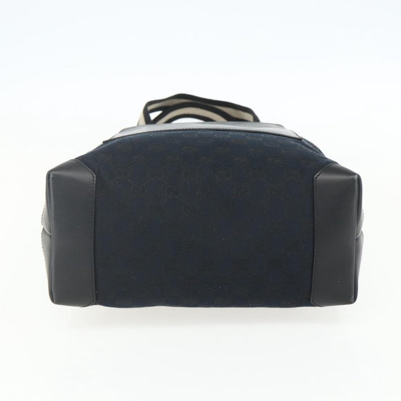 GUCCI GG Canvas Tote Bag Black Silver 019 0401 Auth 151632