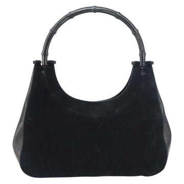 GUCCI Bamboo Shoulder Bag Suede Black 001 3739 Auth 151635 - 0