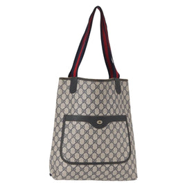 GUCCI GG Plus Supreme Sherry Line Tote Bag PVC Navy Gold 40 02 003 Auth 151637