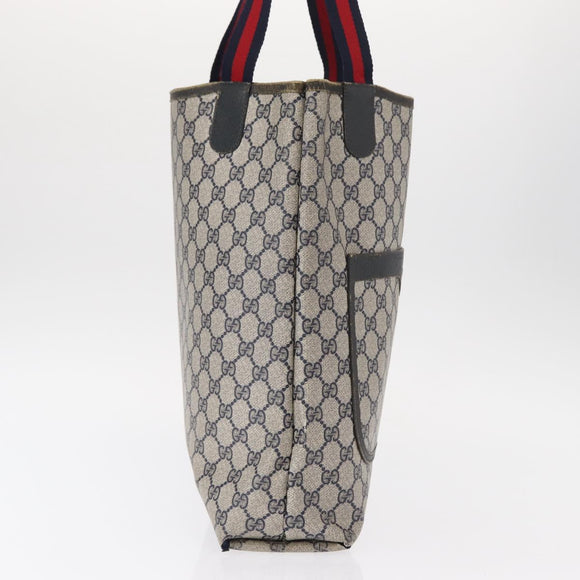 GUCCI GG Plus Supreme Sherry Line Tote Bag PVC Navy Gold 40 02 003 Auth 151637