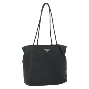 PRADA Tote Bag Nylon Black Silver Auth 151639
