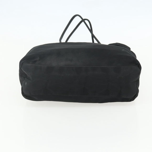 PRADA Tote Bag Nylon Black Silver Auth 151639