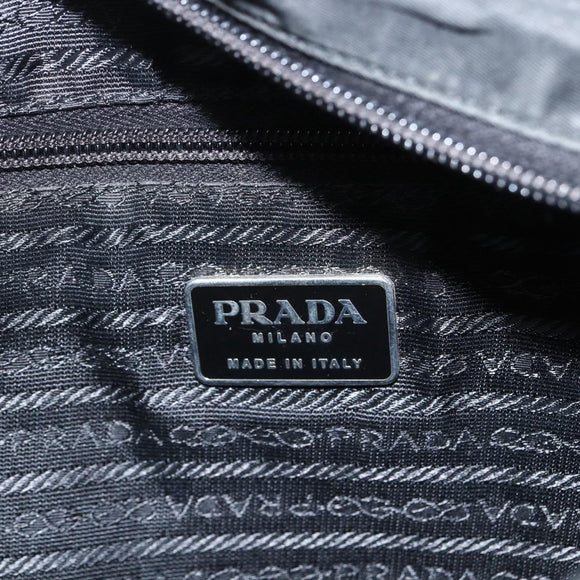 PRADA Tote Bag Nylon Black Silver Auth 151639