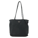 PRADA Tote Bag Nylon Black Silver Auth 151639-13