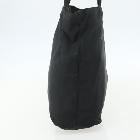 PRADA Tote Bag Nylon Black Silver Auth 151639