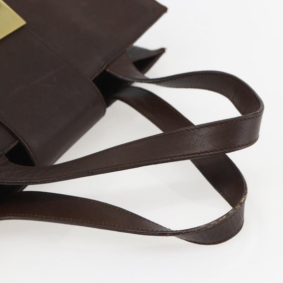 GUCCI Hand Bag Leather Brown Gold 002 0347 Auth 151640