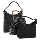 GUCCI GG Canvas Shoulder Bag Nylon 3 Set Black Auth 151641-1