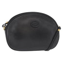 GUCCI Shoulder Bag Leather Black Gold 007 00 0094 Auth 151642-1