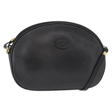 GUCCI Shoulder Bag Leather Black Gold 007 00 0094 Auth 151642