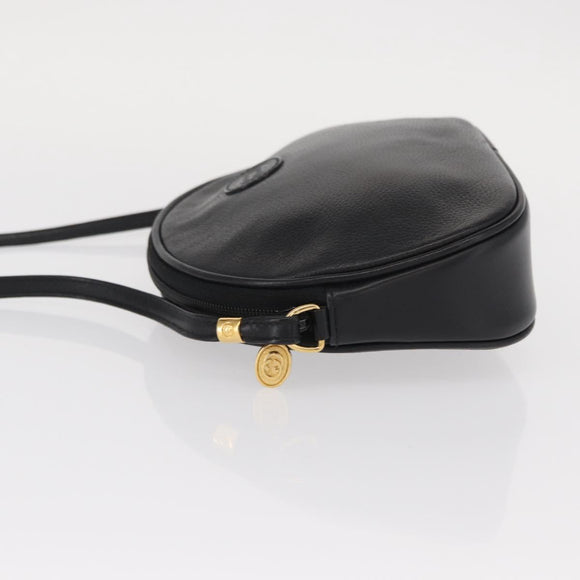GUCCI Shoulder Bag Leather Black Gold 007 00 0094 Auth 151642