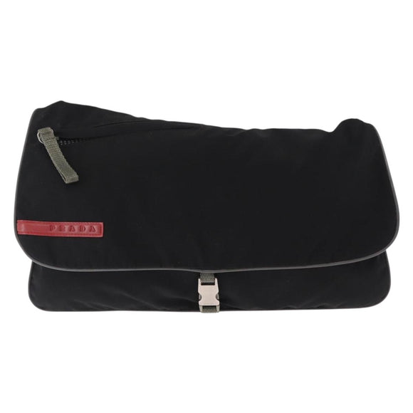 PRADA Sports Shoulder Bag Nylon Black Silver Auth 151643
