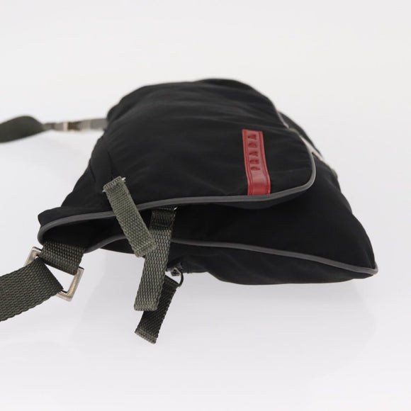 PRADA Sports Shoulder Bag Nylon Black Silver Auth 151643