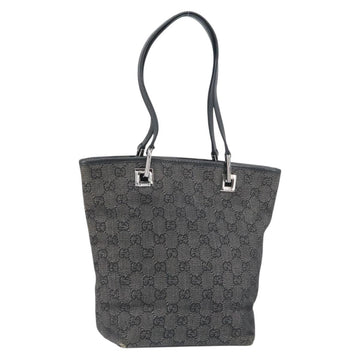 GUCCI GG Canvas Tote Bag Black Silver 31244 Auth 151644